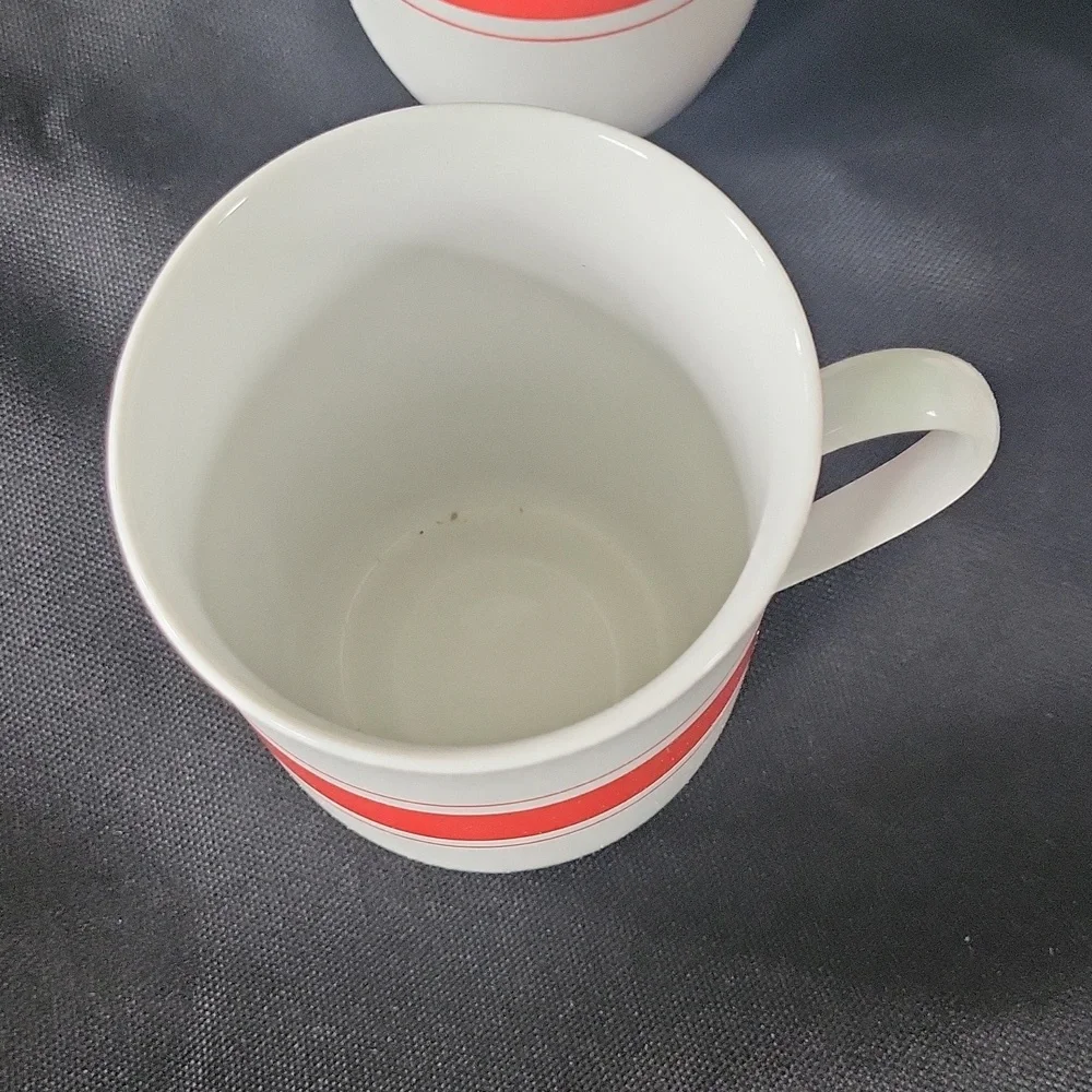 Vintage Leonard Porcelain Red Striped mug set 4